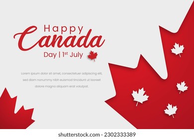 Happy Canada Day 1st July with maple leaf silhouette on white background