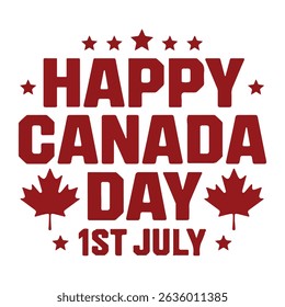Happy Canada Day 1st July Maple Leaf Celebration Design