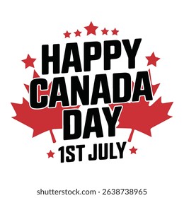 Happy Canada Day 1st July Maple Leaf Celebration Design