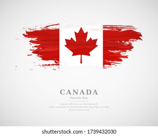 Happy canada day with artistic watercolor country flag background