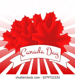 Happy Canada day, background, banner with maple leaves. Vector illustration.