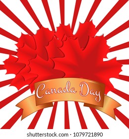 Happy Canada day, background, banner with maple leaves. Vector illustration.