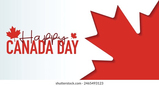 Happy Canada day background banner with red maple leaf design template celebrated in 1 July. Canada Independence day background.