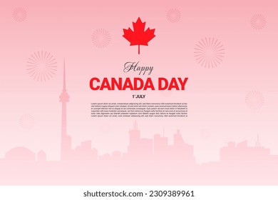 Happy Canada Day background design with red maple leaf. vector illustration for greeting card, decoration and covering. Vector EPS 10