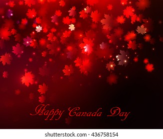 Happy Canada Day background magic maple leaves rain