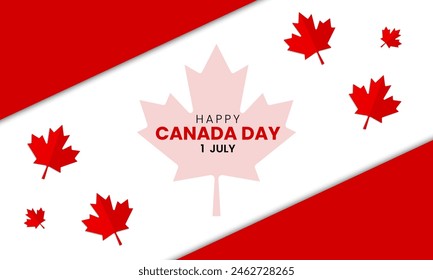 Happy Canada Day background. National holiday celebration design with red maple leaf. Greeting card, banner. Vector illustration