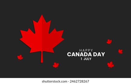 Happy Canada Day background. National holiday celebration design with red maple leaf. Greeting card, banner. Vector illustration