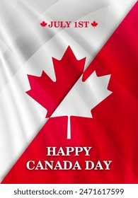 Happy Canada Day background with national flag and red maple leaf. Independence day of Canada. Vector illustration.