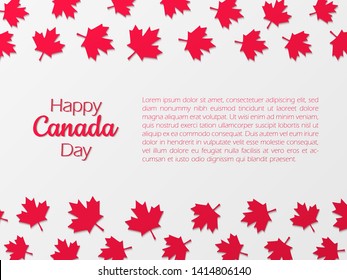 Happy Canada Day background with paper cut maple leaves. 1st July celebration concept. Simple realistic backdrop with shadows and gradients.