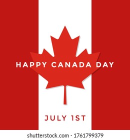 Happy Canada Day background, poster, card, banner design with the maple leaf. Vector illustration. Square format.