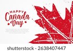 Happy Canada Day background with red maple leaves in grunge texture. vector illustration