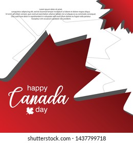 Happy Canada Day background with red maple leaf. vector illustration. paper art style