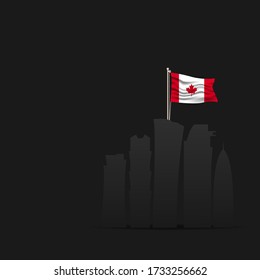 Feliz Día de Canadá con hojas de arce rojas. Día de la Independencia de Canadá. ilustración vectorial.