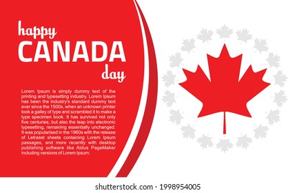 Happy Canada Day background with red flag. vector illustration. paper art style