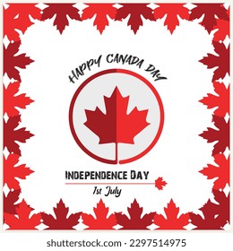 Happy Canada Day background with the red maple leaf. vector illustration.