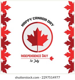 Happy Canada Day background with the red maple leaf. vector illustration.
