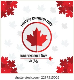 Feliz Día de Canadá de fondo con la hoja de arce roja. ilustración vectorial.