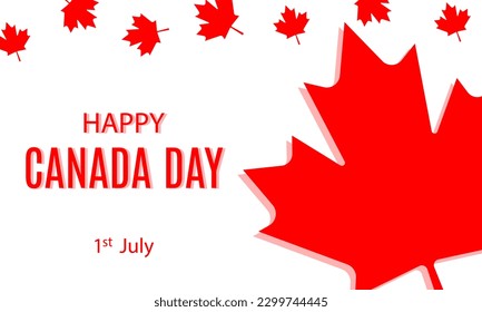 Happy Canada Day background with red maple leaf. Vector illustration