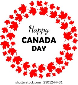 Happy Canada Day background with red maple leaf. Vector illustration