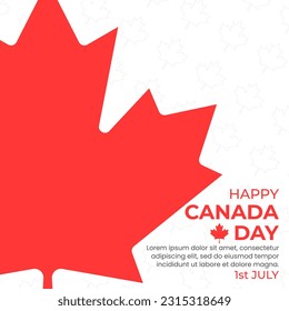 Happy canada day background with red maple leaf