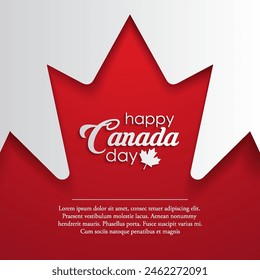 Happy Canada Day background with red maple leaf. vector illustration. paper art style