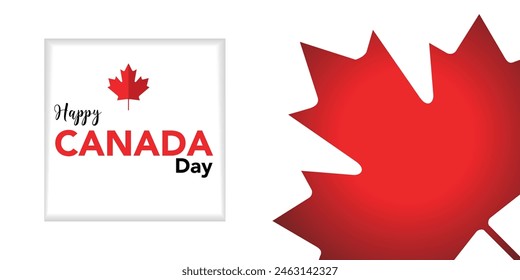 Happy Canada Day background with red maple leaf. vector illustration. paper art style
