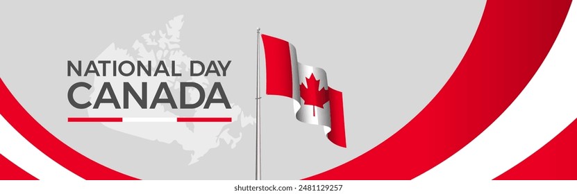 Happy Canada Day Hintergrund mit einem roten Ahornblatt. Nationalfeiertag, Gedenktag Banner. Vektorillustration. Web Banner