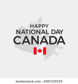 Fondo del día de Canadá feliz con una hoja de arce rojo. Mapa Canadiense, Día Nacional, Anuncio del Día de los Caídos. Ilustración vectorial.