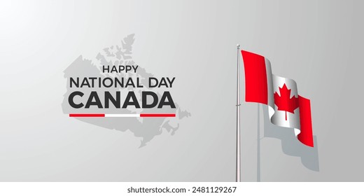 Happy Canada Day background with a red maple leaf. National Day, Memorial day banner. vector illustration. Minimalist