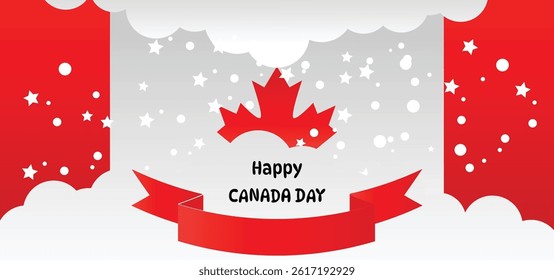 Happy Canada Day Background, Red and White Colors.