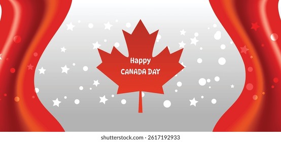 Happy Canada Day Background, Red and White Colors.