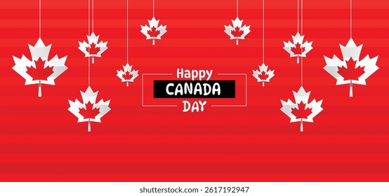 Happy Canada Day Background, Red and White Colors.