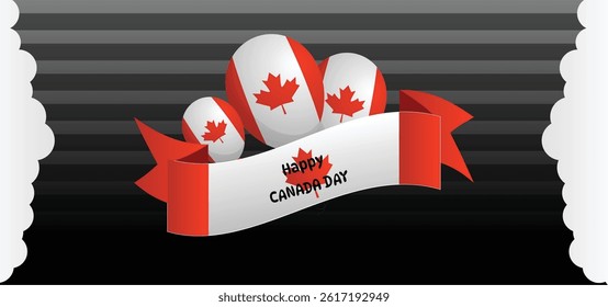 Happy Canada Day Background, Red and White Colors.