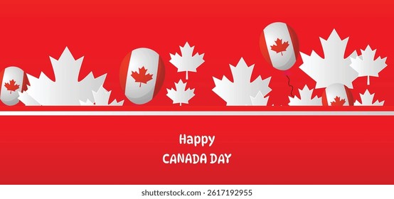 Happy Canada Day Background, Red and White Colors.