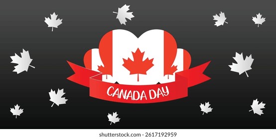 Happy Canada Day Background, Red and White Colors.