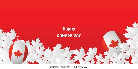 Happy Canada Day Background, Red and White Colors.