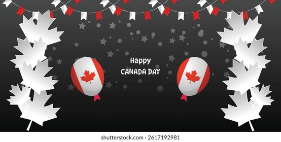 Happy Canada Day Background, Red and White Colors.
