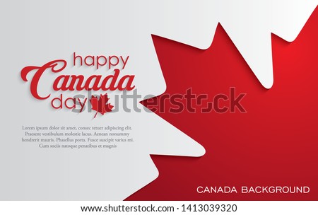 Happy Canada Day background with red maple leaf. vector illustration. paper art style