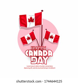 Happy Canada Day background with text red maple leaf