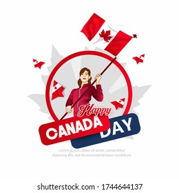 Happy Canada Day background with text red maple leaf