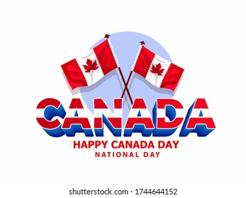 Happy Canada Day background with text red maple leaf