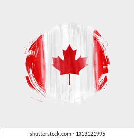 Happy Canada day background with watercolor brushed lines in round grunge shape. Grunge canadian flag. Template for invitation, poster, flyer, banner, etc.