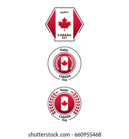 Happy Canada Day badges - vector, editable, all elements are separated