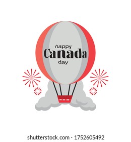 happy Canada day with balloon hot air vector illustration design