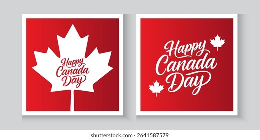 Happy Canada Day banner cover background with red maple leaf. canadian poster, cards,for ads promo, web, post. greeting canada day collection backdrop.
