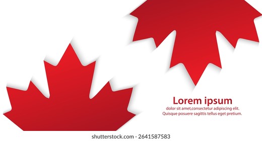 Happy Canada Day banner cover background with red maple leaf. canadian poster, cards,for ads promo, web, post. greeting canada day collection backdrop.
