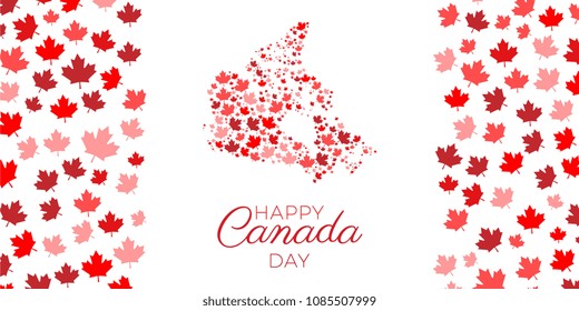 happy canada day banner design layout for greeting cards, posters, invitations, brochures