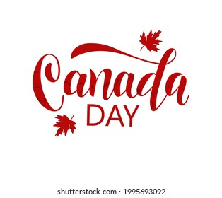 Happy Canada day banner design, hand drawn text. Vector illustration for greeting cards, posters, invitations, brochures.