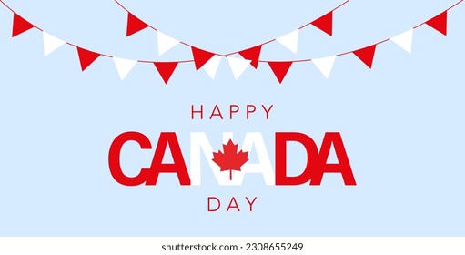 Happy canada day  banner with flags. Vector graphics - Shutterstock ID 2308655249