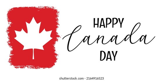 Happy Canada day banner with maple leaf icon from National flag of Canada. Simple vector design for Canada day with text, print.